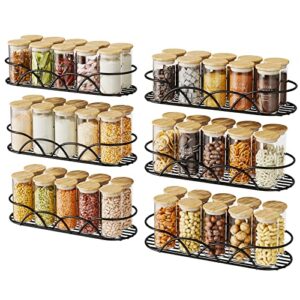 swtymiki 6 pack spice rack wall mount rainbow design hanging spice shelf organizer for cabinet strong & stable metal seasoning organizer for kitchen cabinet wall and pantry organization storage,black