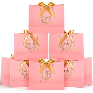 8 pieces bridesmaid proposal bags bridesmaid gift bag pink bridesmaid bags with handles brides maid gift wrap bags 2.6 x 10 x 4 inches paper party favor bag for birthday wedding,3 styles