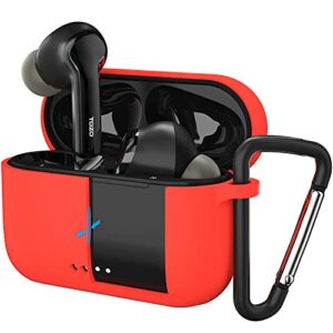 TOZO NC2 Hybrid Active Noise Cancelling Wireless Earbuds Black & TOZO NC2 Protective Silicone Case Red