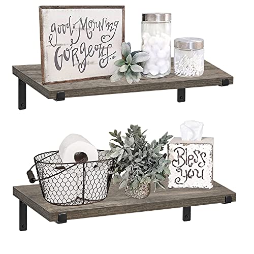 QEEIG Grey Floating Shelves 24 inches Long Bundle (Contains 2 Items)