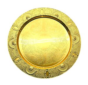romendir turkish ottoman coffee tea round tray,storage tray,cosmetic ornament organizer,gold