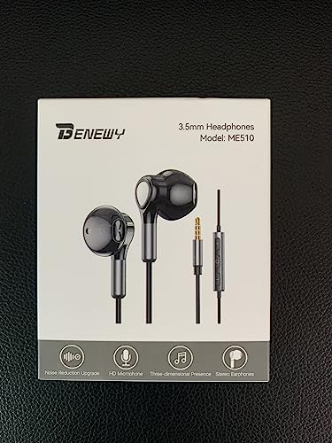 Wired Earbuds Headphones with Microphone, Half in-Ear Headphones with Mic Built-in Volume Control, High Bass Stereo Wired Earphones for iPhone, iPad, Android, MP3, Samsung Most 3.5mm Audio Devices