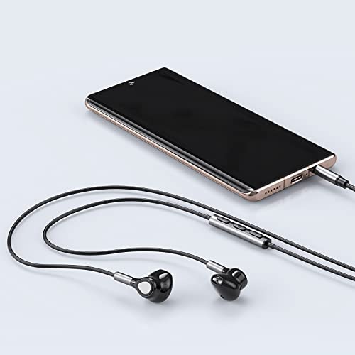 Wired Earbuds Headphones with Microphone, Half in-Ear Headphones with Mic Built-in Volume Control, High Bass Stereo Wired Earphones for iPhone, iPad, Android, MP3, Samsung Most 3.5mm Audio Devices