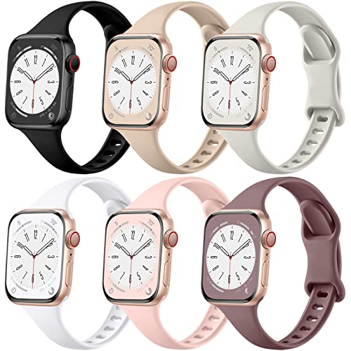 Lerobo Slim Bands Compatible with Apple Watch Band 40mm 38mm 44mm 45mm 42mm 41mm 49mm SE Ultra iWatch Bands Series 8 7 6 5 4 3 2 1 for Women Men,Soft Narrow Sport Strap Thin Wristband for Apple Watch