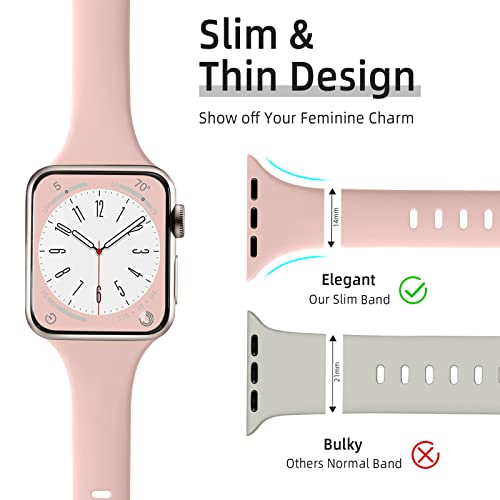Lerobo Slim Bands Compatible with Apple Watch Band 40mm 38mm 44mm 45mm 42mm 41mm 49mm SE Ultra iWatch Bands Series 8 7 6 5 4 3 2 1 for Women Men,Soft Narrow Sport Strap Thin Wristband for Apple Watch