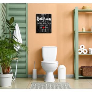 Creoate Bathroom Sign Wall Art Decor, Funny Bathroom Quotes This is a Bathroom Not an Internet Cafe Sign Small and Cute Canvas Artwork for Bath Washroom Decor