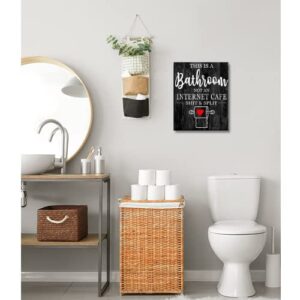 Creoate Bathroom Sign Wall Art Decor, Funny Bathroom Quotes This is a Bathroom Not an Internet Cafe Sign Small and Cute Canvas Artwork for Bath Washroom Decor