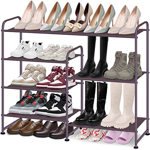 MISSLO Boot Shoe Rack for Closet Shoe 0rganizer 4 Tier Shoe Storage Shelf fits 20-Pair Sneakers for Garage, Entryway, Bedroom Floor, Bronze