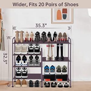 MISSLO Boot Shoe Rack for Closet Shoe 0rganizer 4 Tier Shoe Storage Shelf fits 20-Pair Sneakers for Garage, Entryway, Bedroom Floor, Bronze