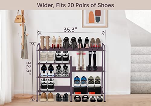 MISSLO Boot Shoe Rack for Closet Shoe 0rganizer 4 Tier Shoe Storage Shelf fits 20-Pair Sneakers for Garage, Entryway, Bedroom Floor, Bronze