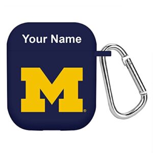 affinity bands michigan wolverines custom name hd case cover compatible with apple airpods gen 1 & 2 (navy)