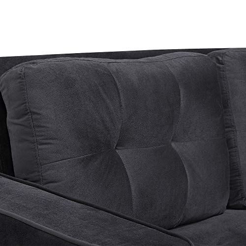 Merax Modern Mid Century Comfy Loveseat Tufted Velvet Sofa for Living Room Bedroom Office Black Love, 2-Seat