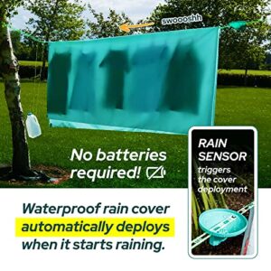 Clothes Line with Automatic Rain Cover - 16ft Outdoor Washing Line, 6ft Waterproof Cover - Air Dry Your Laundry in All Weather, Suitable for Balconies, Backyards by Peggy Rain Green
