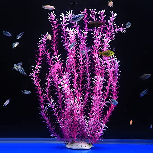 Lantian Pink Grass Cluster Aquarium Décor Plastic Plants Extra Large 20 Inches Tall