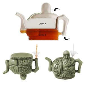 Assassins Teapot Handmade Chinese Ceramic Assassin Teapot Trick, Magic Trick Assassin's Teapot, Chinese Assassin Tea Pot Tea Kettle Conversation Starter Assassin Teapot Mini Funnel By Crown Display