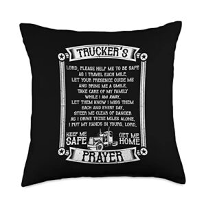 Truck Driver Gifts & Accessories Driver Funny Big Trucking Trailer-Truckers Prayer Throw Pillow, 18x18, Multicolor