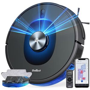 shellbot robot vacuum and mop combo, 4000pa suction 5200 mah 2 in 1 mopping robotic vacuum cleaner with lidar navigation, wifi/app/alexa, self-charging, ideal for hard floor, pet hair and carpet