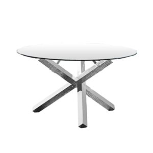 best master furniture t19t tracy 54" round glass dining table in silver