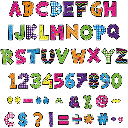 107 Pieces Bulletin Board Letters Chalkboard Letters Combo Alphabet Set Letters Number and Symbol Cutouts for Home Preschool Primary School Classroom Wall Decor, 5.51 x 5.51 Inches(Cartoon Style)