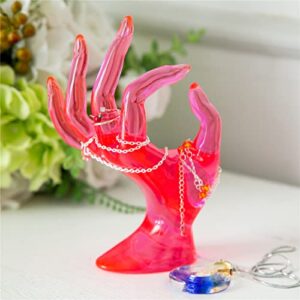 Maxsirui Hand Form Ring Holder Jewelry Display Organization Rack Bracelet Ring Watch Stand Support Aesthetic Decor Y2k Room Decor(Rose Red)