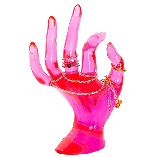 Maxsirui Hand Form Ring Holder Jewelry Display Organization Rack Bracelet Ring Watch Stand Support Aesthetic Decor Y2k Room Decor(Rose Red)