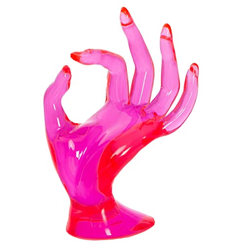 Maxsirui Hand Form Ring Holder Jewelry Display Organization Rack Bracelet Ring Watch Stand Support Aesthetic Decor Y2k Room Decor(Rose Red)