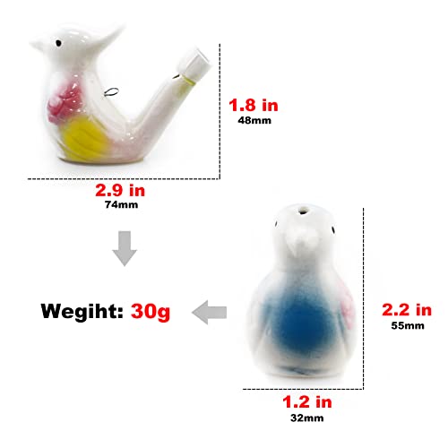 4PCS Ceramic Toys Ceramic Bird Whistle Ceramic Bird Water Whistle Birthday Party Gift Multicolor Ribbon Hanging Rope Can Make A Loud Sound