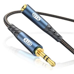 emk headphone extension cable 3.5mm aux extension male to female stereo audio cable 24k-gold plated connector nylon braided aux extension cord(3.3ft/1m)