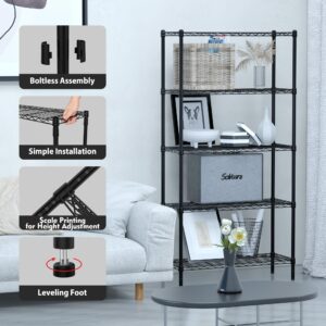 WORKPRO 5-Tier Wire Shelving Unit, 36”W x 14”D x 72”H Metal Storage Shelves Rack, Heavy Duty Utility Shelving, 1750 LBS Load Capacity (Total), Kitchen, Living Room, Basement, Garage