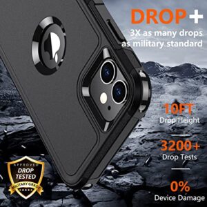 SUPFINE 5 in 1 for iPhone 11 Case, [10 FT Military Dropproof] [2+Tempered Glass Screen, 2+Tempered Camera Lens Protector] Non-Slip Heavy Duty Shockproof Phone Case,Black