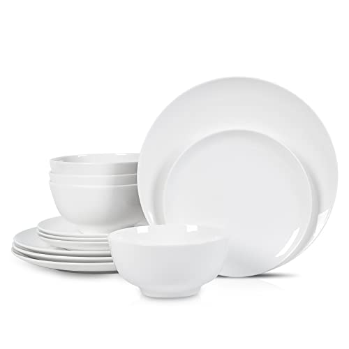 Stone Lain Blair Bone China 12-Piece Dinnerware Set, White