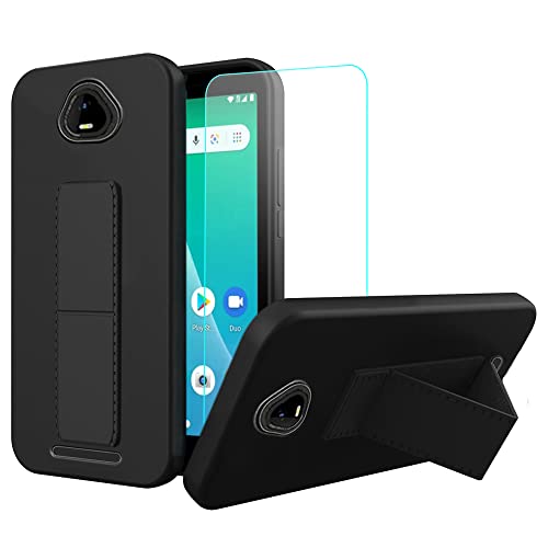 Case for SCHOK Volt SV55 SV55216 Phone Case,Stand Case with Tempered Glass Screen Protector Hide Telescopic Kickstand Shockproof Protective Cover TPU Silicone Case for SCHOK Volt SV55 SV55216 (Black)