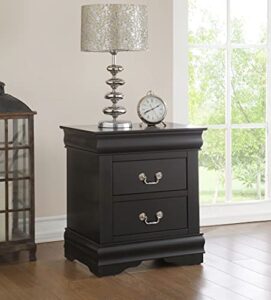 knocbel traditional nightstand end tables side table with 2 drawers and metal handles for bedroom living room entryway, fully assembled, 21" w x 15" d x 24" h,black nightstand