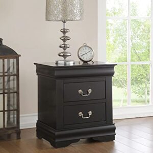 Knocbel Traditional Nightstand End Tables Side Table with 2 Drawers and Metal Handles for Bedroom Living Room Entryway, Fully Assembled, 21" W x 15" D x 24" H,Black Nightstand