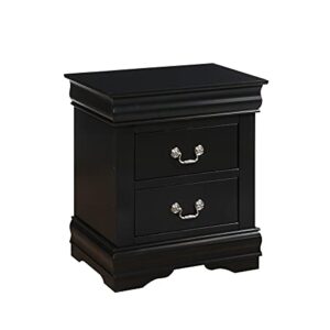 Knocbel Traditional Nightstand End Tables Side Table with 2 Drawers and Metal Handles for Bedroom Living Room Entryway, Fully Assembled, 21" W x 15" D x 24" H,Black Nightstand