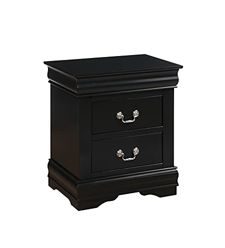 Knocbel Traditional Nightstand End Tables Side Table with 2 Drawers and Metal Handles for Bedroom Living Room Entryway, Fully Assembled, 21" W x 15" D x 24" H,Black Nightstand