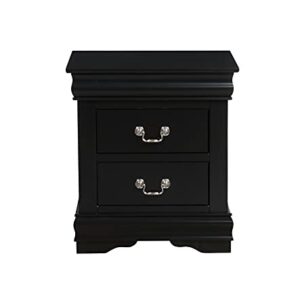 Knocbel Traditional Nightstand End Tables Side Table with 2 Drawers and Metal Handles for Bedroom Living Room Entryway, Fully Assembled, 21" W x 15" D x 24" H,Black Nightstand