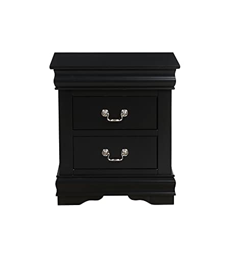 Knocbel Traditional Nightstand End Tables Side Table with 2 Drawers and Metal Handles for Bedroom Living Room Entryway, Fully Assembled, 21" W x 15" D x 24" H,Black Nightstand