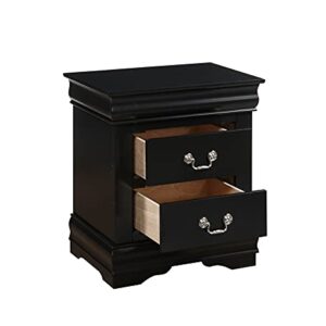 Knocbel Traditional Nightstand End Tables Side Table with 2 Drawers and Metal Handles for Bedroom Living Room Entryway, Fully Assembled, 21" W x 15" D x 24" H,Black Nightstand