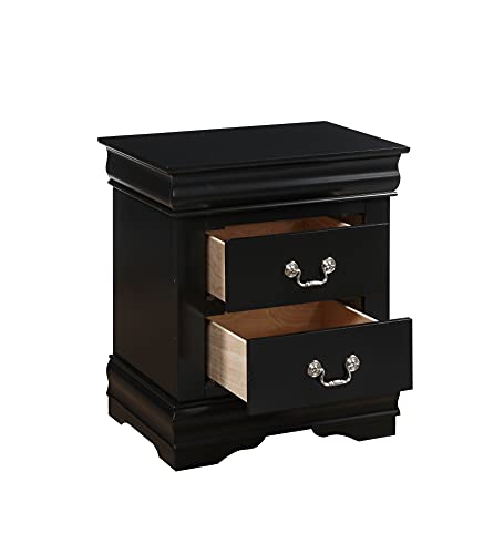 Knocbel Traditional Nightstand End Tables Side Table with 2 Drawers and Metal Handles for Bedroom Living Room Entryway, Fully Assembled, 21" W x 15" D x 24" H,Black Nightstand