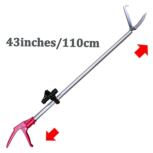 RUYARXNM 3.7FT Snake Tongs, Aircraft-Grade Aluminum Alloy Reptile Grabber, Rattle Snake Catcher Wide Jaw Handling Tool with Lock for Hunting Game Finders