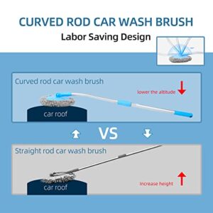 BYGD Car Wash Brush with Long Handle,Retractable Car Cleaning Brush, 66" Chenille Microfiber Car Washing Mop with 15°Curve Extension Pole Labor-Saving, Car Wash Kit for Cleaning Truck RV SUV