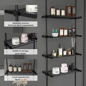 XIHUAN Adjustable Over The Toilet Storage Floor to Ceiling, Freestanding Bathroom Organizer Over Toilet Shelf with Tension Poles, 4 Tier Metal Rack,Black