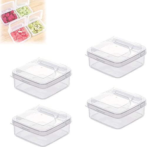 QWERF 4Pcs Sliced Cheese Container for Fridge With Flip Lid, Butter Block Cheese Slice Storage Box, Vegetable and Fruit Fresh-Keeping Box, Portable Leakproof Clear Food Fridge Organizer with Flip Lid