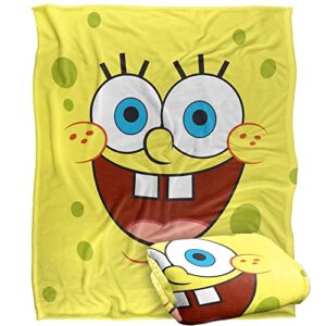 spongebob blanket, 50"x60" spongebob goofy smile face silky touch super soft throw blanket