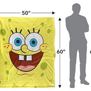 Spongebob Blanket, 50"x60" Spongebob Goofy Smile Face Silky Touch Super Soft Throw Blanket