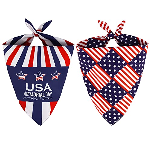 PETLOFT Dog Bandanas (2 Pack), Pet Adjustable Holiday Bandanas for Pet Cat Dog Kitty Puppy Pet Gift Present, USA Flag