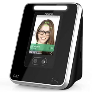 anviz time clock - cx7 face biometric time attendance machine for employees small business - face + rfid + pin punching in one, support door access, up to 1,500 users with professional cloud software