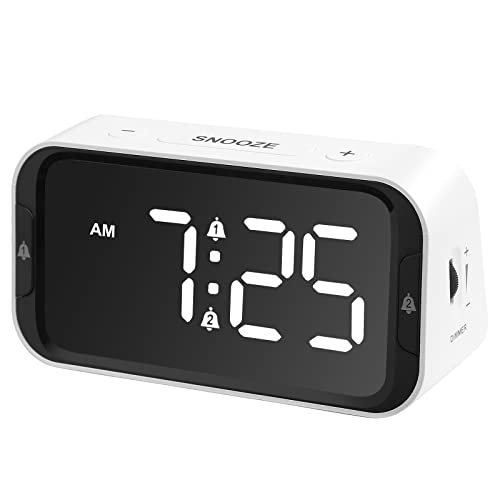 AIMILAR LED Digital Alarm Clock for Bedroom Dual Alarm Clocks with Snooze for Heavy Sleepers Adults Kids with USB Port for Charging 10~100dB Adjustable Volume and 0~100% Dimmer Level