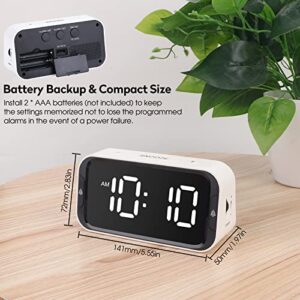 AIMILAR LED Digital Alarm Clock for Bedroom Dual Alarm Clocks with Snooze for Heavy Sleepers Adults Kids with USB Port for Charging 10~100dB Adjustable Volume and 0~100% Dimmer Level